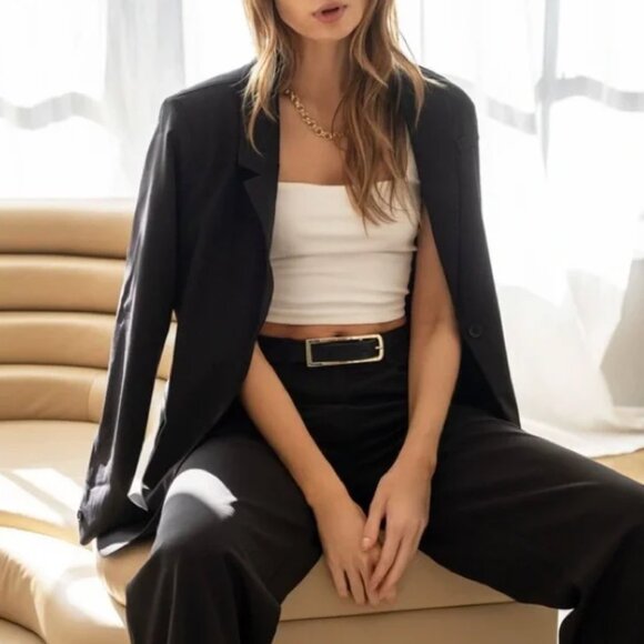 THE WORKSHOP GIRLBOSS ANDREA SET BLAZER - BLACK - Picture 1 of 5